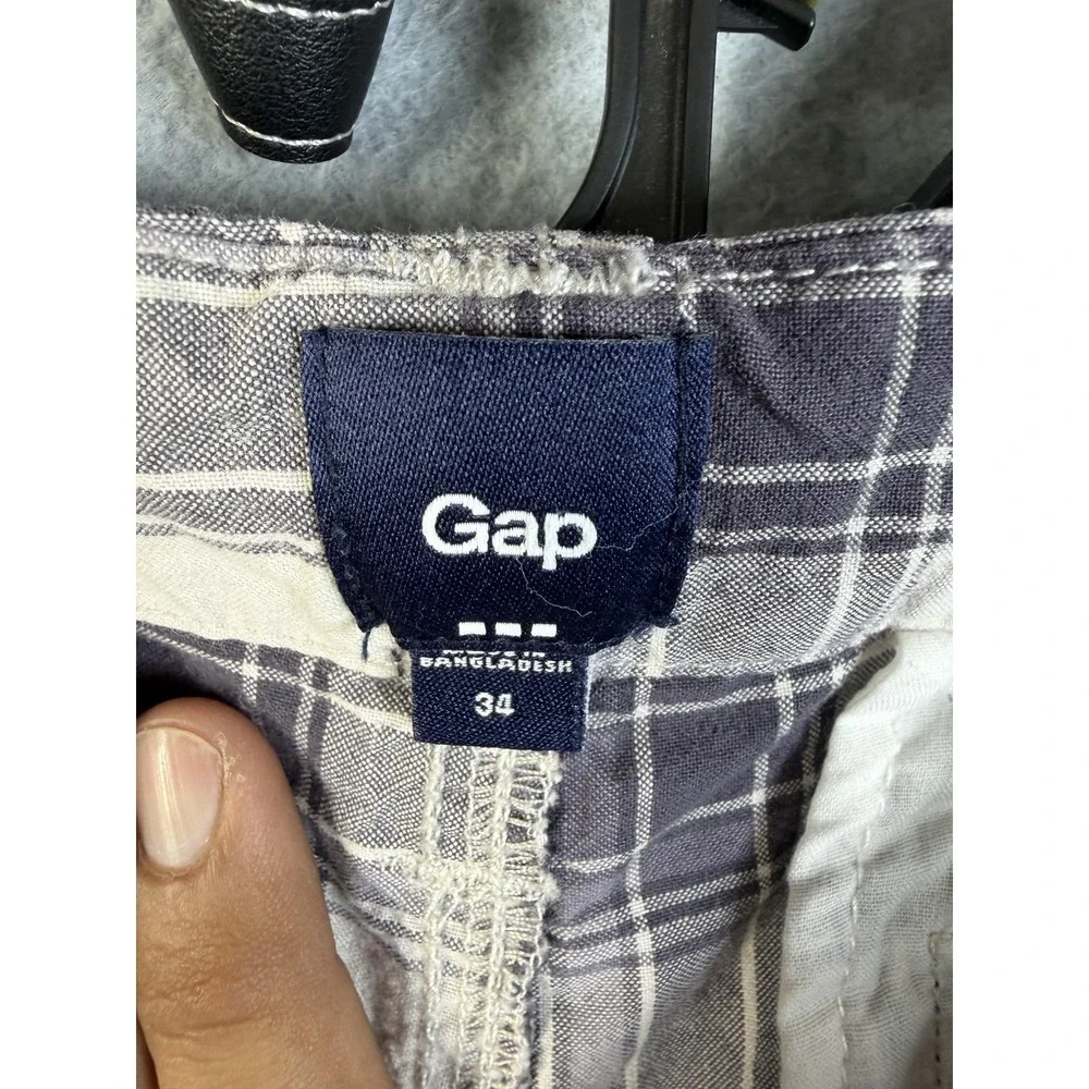 Gap Shorts Mens 34 Blue Plaid Cargo Lightweight Cotton Summer Pockets Casual‎